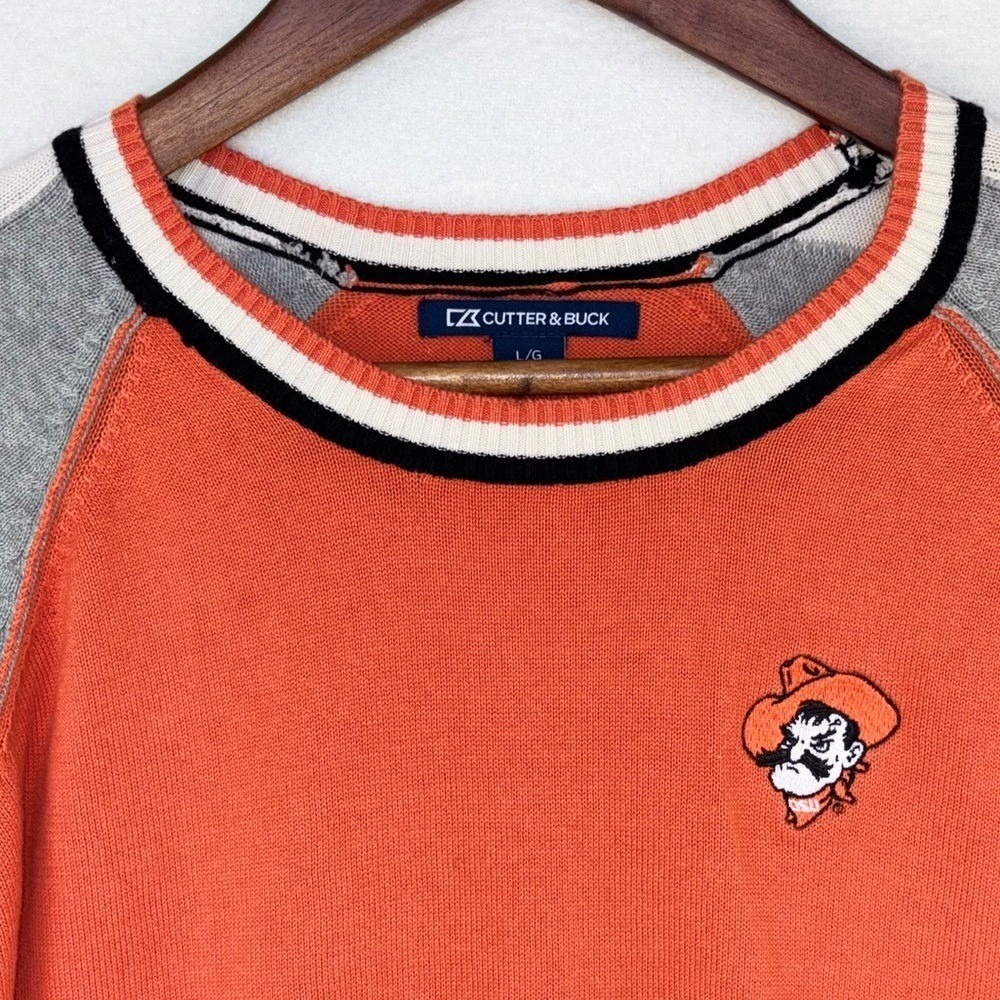 CUTTER & BUCK $158 Oklahoma State Cowboys Sweater Top Shirt Women Crewneck Large